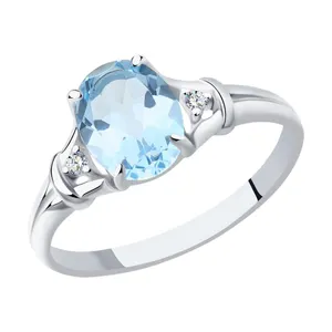 Кольцо из серебра с топазом и фианитами