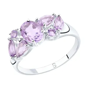 Кольцо из серебра с аметистами