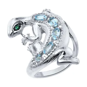 Кольцо из серебра с топазами и фианитами