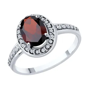 Кольцо из серебра с гранатом и фианитами