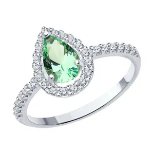 Кольцо из серебра с ситаллом и фианитами