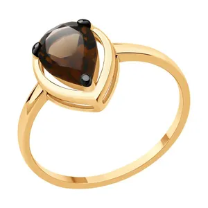 Кольцо из золочёного серебра с раухтопазом