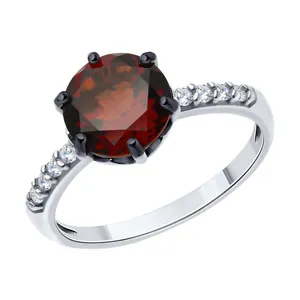 Кольцо из серебра с ситаллом и фианитами