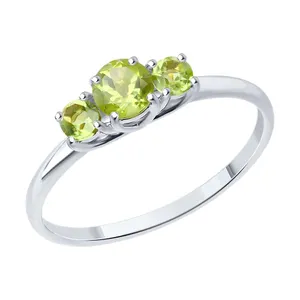 Кольцо из серебра с хризолитами