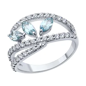 Кольцо из серебра с топазами и фианитами