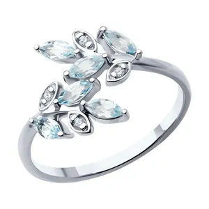 Кольцо из серебра с топазами и фианитами