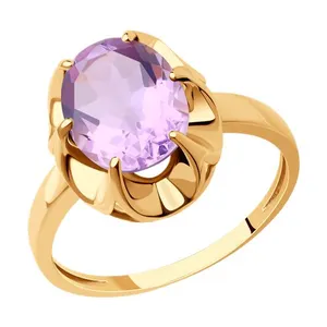 Кольцо из золочёного серебра с аметистом