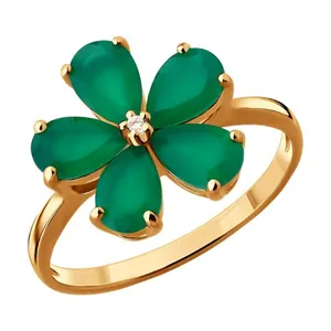 Кольцо из золочёного серебра с агатами и топазом