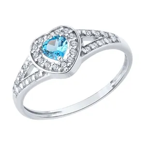 Кольцо из серебра с топазом и фианитами