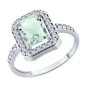 Кольцо из серебра с празиолитом и фианитами