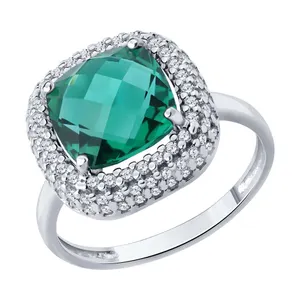 Кольцо из серебра с кварцем и фианитами