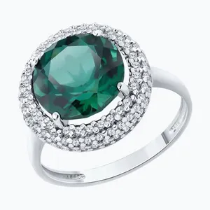 Кольцо из серебра с кварцем и фианитами