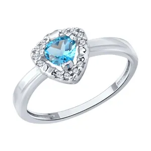 Кольцо из серебра с топазом и фианитами