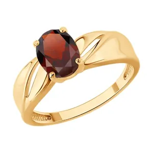 Кольцо из золочёного серебра с гранатом