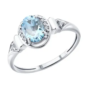 Кольцо из серебра с топазом и фианитами