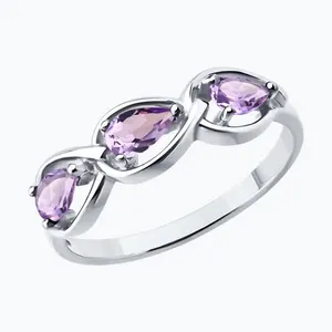 Кольцо из серебра с аметистами