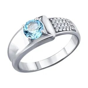 Кольцо из серебра с топазом и фианитами
