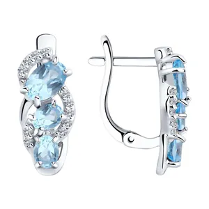 Серьги из серебра с топазами и фианитами