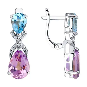 Серьги из серебра с миксом камней