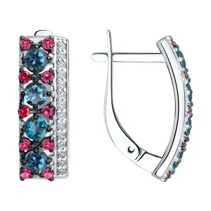 Серьги из серебра с миксом камней