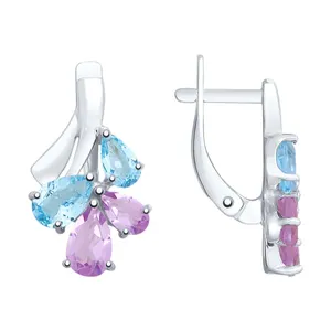 Серьги из серебра с полудрагоценными вставками