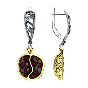 Серьги из золочёного серебра с гранатами