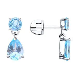 Серьги из серебра с топазами