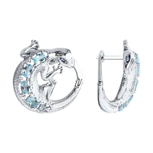 Серьги из серебра с топазами и фианитами