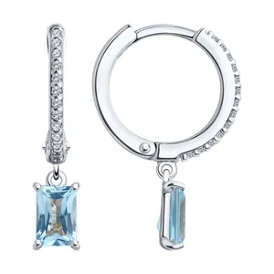 Серьги из серебра с топазами и фианитами