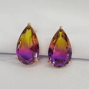 Серьги из золочёного серебра с ситаллами