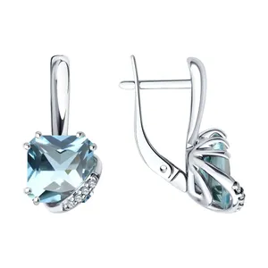 Серьги из серебра с топазами и фианитами