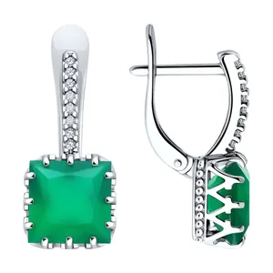 Серьги из серебра с агатами и фианитами