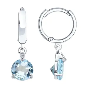 Серьги из серебра с топазами и фианитами