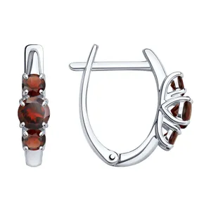 Серьги из серебра с гранатами