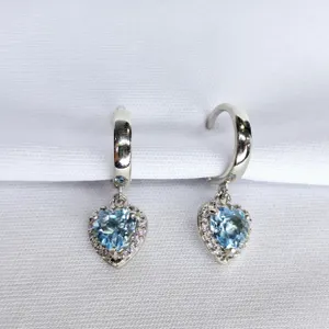 Серьги из серебра с топазами и фианитами