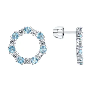 Серьги из серебра с топазами и фианитами