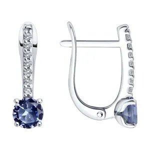 Серьги из серебра с ситаллами и фианитами