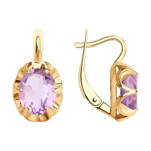 Серьги из золочёного серебра с аметистами
