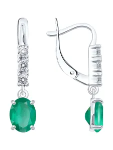 Серьги из серебра с агатами и фианитами