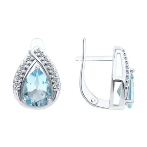 Серьги из серебра с топазами и фианитами