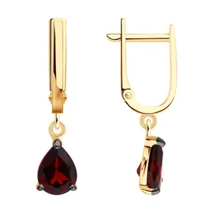 Серьги из золочёного серебра с гранатами