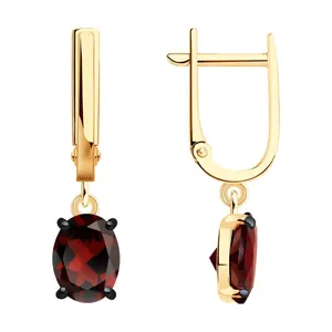 Серьги из золочёного серебра с гранатами