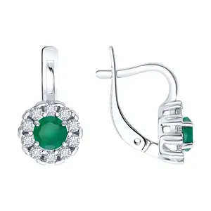 Серьги из серебра с агатами и фианитами