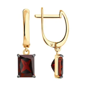 Серьги из золочёного серебра с гранатами