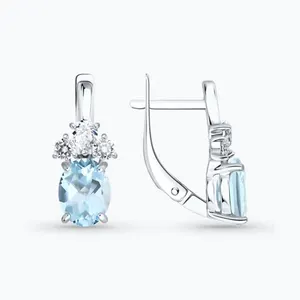 Серьги из серебра с топазами и фианитами