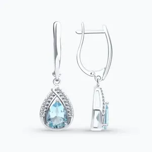 Серьги из серебра с топазами и фианитами