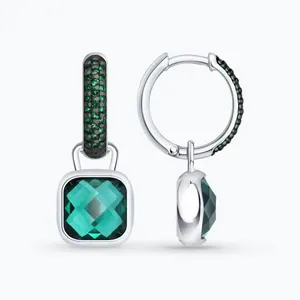 Серьги из серебра с кварцами и фианитами