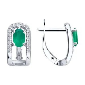 Серьги из серебра с агатами и фианитами