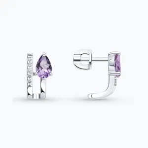 Серьги из серебра с аметистами и фианитами