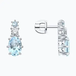 Серьги из серебра с топазами и фианитами